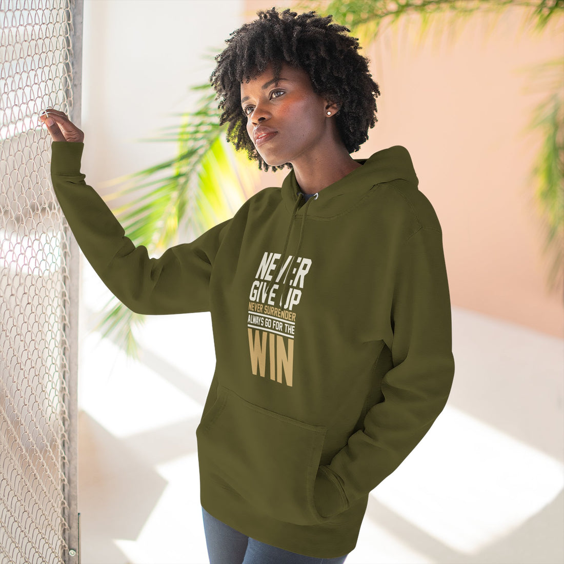 Never Give Up Hoodie – Motivational Unisex Fleece Sweatshirt | Cozy Everyday Wear & Inspirational Gift for Him or Her